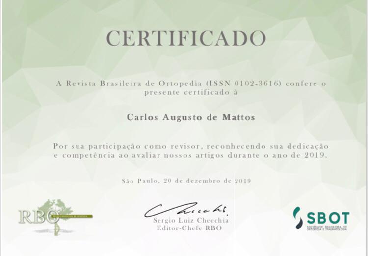Certificado de participação na RBO